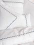L'essentiel linge de maison Josina Juego de funda de edredón doble Blanco y azul oscuro